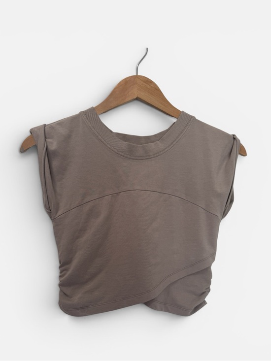 FP Movement by Free People Tops - FREE PEOPLE Movement Hot Shot Crossover Top Distressed Taupe Small